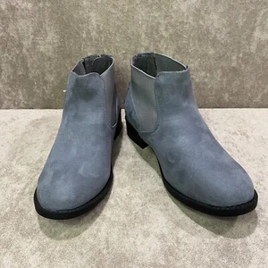 Women's Size 7 Ankle Boot Heels Gray Zipper Back Booties With Elastic Fit - Picture 1 of 11