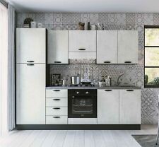 Cucina completa cemento bianco con elettrodomestici L. 255x216 - Ronny