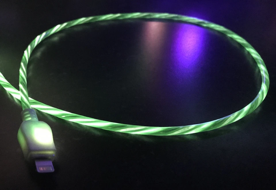 Cable Cargador USB LED CANDY FLOW LIGHT-UP 3 PIES PARA iPhone X 8 7 6 plus 5s micro Foto 1 de 4