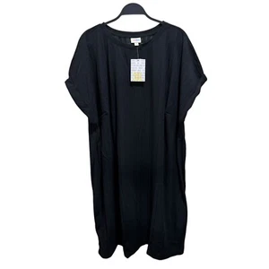 Lularoe Chelsea Women Plus Size 3XL Black Ribbed Short Sleeve T-Shirt Dress ~NWT - Picture 1 of 10