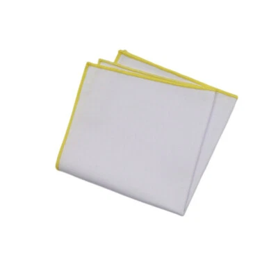 Pañuelo pañuelo de color liso cuadrado de bolsillo blanco borde de costura colorido para hombre Foto 1 de 4