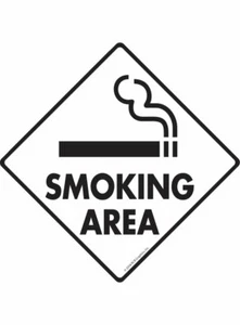 Zona de fumadores con símbolo de cigarrillo exterior letrero de aluminio o pegatina de vinilo - Imagen 1 de 6