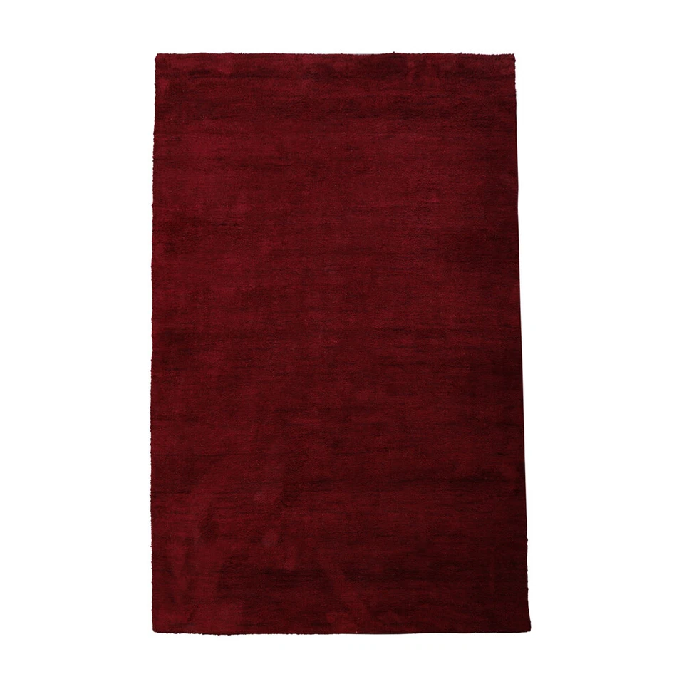 Alfombra ecológica de lana con telar anudada a mano roja oscura lisa BBH Homes BBL00111L0 Foto 1 de 1