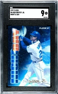 1997 Fleer #4 Ken Griffey Jr Night & Day SGC 9 MINT Mariners Very Rare Reds - Picture 1 of 2
