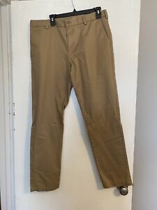 IZOD Men's Pants 34x32 Teak Khaki American Chino Slim Fit Flat Front