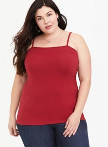 TORRID (0X) L Vino Rosso Scuro Collo Quadrato Cinghie Regolabili Foxy Top PIÙ NUOVO - Foto 1 di 4