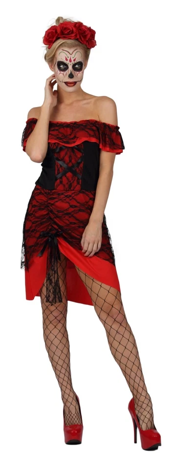 CLASSIFIED Damen Day of the Dead Damen Kostüm Halloween Outfit KOSTENLOSER VERSAND FG