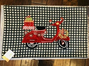 Pottery Barn Santa’s Scooter Pillow Cover 16x26 Christmas Decor Check New - Picture 1 of 8