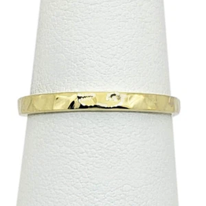 Solid 14K Yellow Gold Hammered Ring 2mm Sizes 1 - 12 Midi Faceted Stack Band - Picture 1 of 8