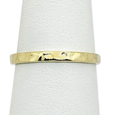 Solid 14K Yellow Gold Hammered Ring 2mm Sizes 1 - 12 Midi Faceted Stack Band - Image 1 of 4