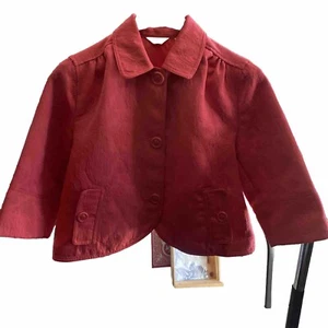 LAURA ASHLEY Cute Coral Crop Jacket Sz M Pockets Floral Texture 3/4 Sleeve NEW - Picture 1 of 9