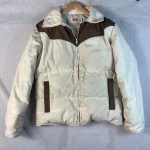 VTG Comfy Goose Down Puffer Jacket Sz Medium Yellow/Brown - Picture 1 of 8