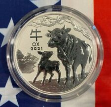 2021 5 oz Silver Lunar Year of The Ox Bu Australian Perth Mint in Capsule
