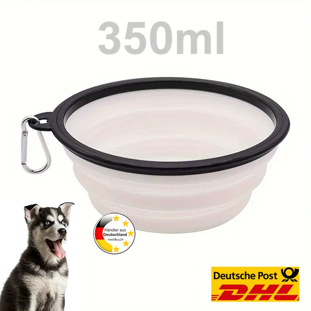 Faltbarer Hunde Katzen Fressnapf Wassernapf mit 350ml Fassungsvermögen Weiß Neu✔ - Bild 1 von 1