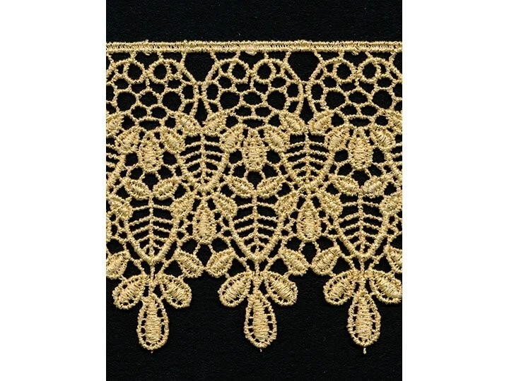 Metallic Venise Lace, 3+1/8 inch gold color price per yard - Image 1 of 3