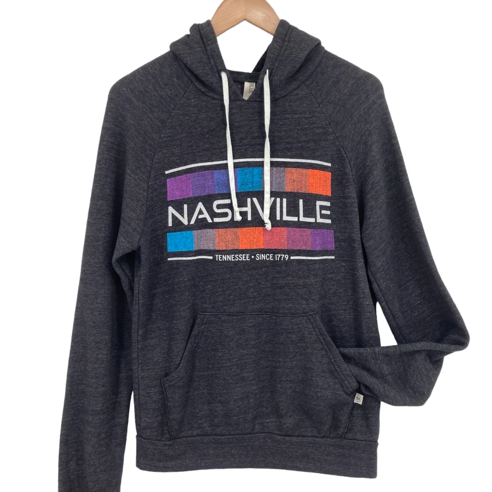 Nashville Sudadera con Capucha Mujer Pequeña Negra Tejida Manga Raglán Bolsillos Con Capucha Cordón Foto 1 de 4