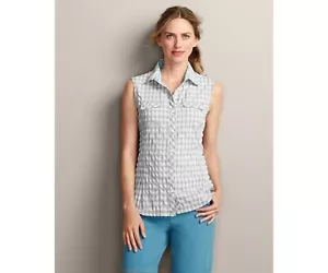 Eddie Bauer Travex Gingham ärmelloses Campshirt, Chrom, Größe PM, Neu mit Etikett - Bild 1 von 2
