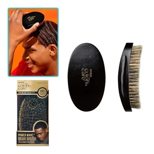 Power Wave Palm Brush - Medium Soft, Curved Handle, High-Density Boar Bristles - Picture 1 of 12