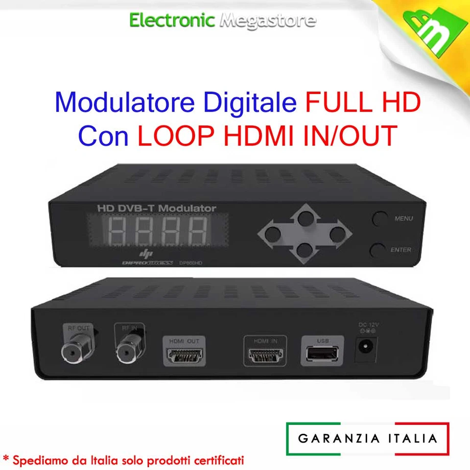 MODULATORE AUDIO VIDEO DIGITALE TERRESTRE DVB-T SAT VCR DVD DVR HDMI FULL HD - Immagine 1 di 1