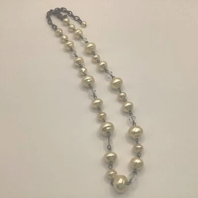 Sweet Romance 水晶玻璃珠 + 人造珍珠链链精致项链,EVC — 第 1/4 张图片