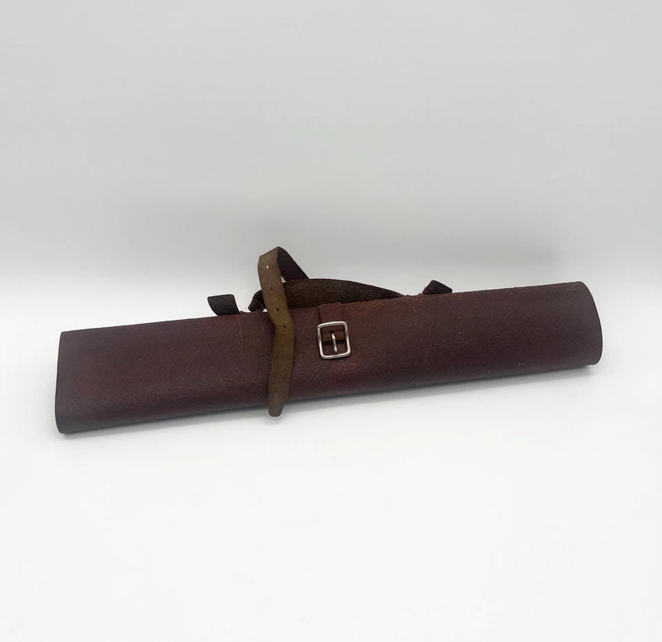 Antique 1890s Leather Document Holder Map Case Buckle Strap Ox Blood Red USA - Image 1 of 4