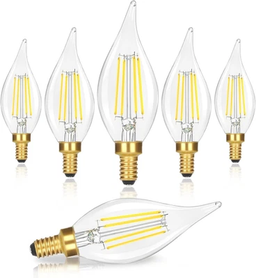 E12 LED Candelabra Bulbs 40W Equivalent, 6-Pack 4W 460LM Dimmable Candle Light,  - Image 1 of 4