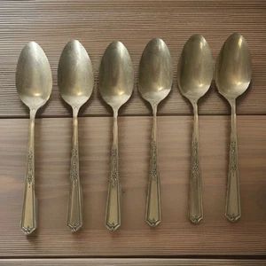 Oneida Community Tudor Plate Made 6 Silver-Plated 8” Serving Spoons Mary Stuart - Picture 1 of 5