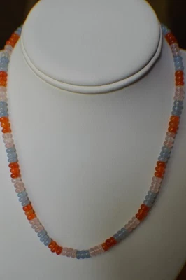 97.80ct Blue / Pink / Red  Chalcedony 18-20" Necklace Rhodium over Fine Silver - Image 1 of 4