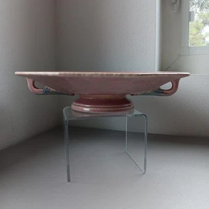 VTG Roseville Tuscany Pink Console Pedestal Bowl Platter Ceramic Art Deco MCM - Picture 1 of 13