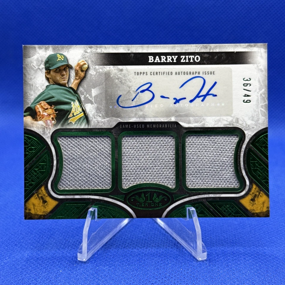 2025 Topps Tier One Barry Zito AT1R-BZ #’d 36/49 Oakland A’s Color Match Verde Foto 1 de 4