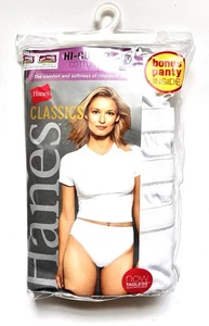 Hanes Classics Women's Panties 4 Pair High Cut Cotton White Underwear Size 7 - Picture 1 of 4