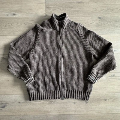 Gap Sweater Men’s XL Brown Chunky Knit Dual Full Zip Wool Blend Long Sleeve - Image 1 of 4