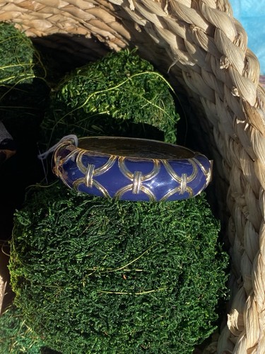 TORY BURCH Bracciale spesso vintage Tori Burch smalto blu e tono oro