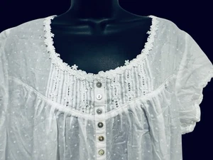 Eileen West Nachthemd XL Schweizer Punkte Spitzenbesatz 100% Baumwolle Rasen Ballett - Bild 1 von 10