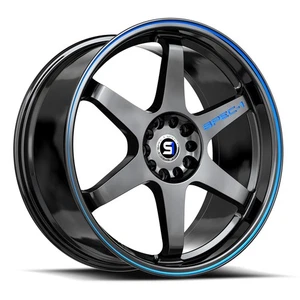 Spec-1 Wheels Rim SPT-33 18x8.5 4x100/4x114.3 ET38 73.1CB Gloss Black & Blue - Picture 1 of 4