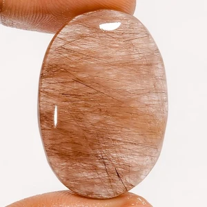 Natural Copper Rutile Quartz Oval Cabochon Gemstone 40.5 Ct. 33X23X6 mm A-36671 - Picture 1 of 2