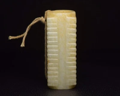 认证天然 Hetian Jade 雕刻清朝玉堂吊坠雕像11213 — 第 1/4 张图片