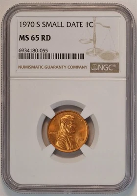 1970 S Small Date Lincoln Cent MS 65 RD NGC 1C - Image 1 of 4