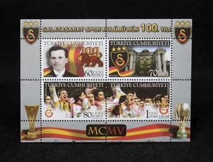 1905-2005 Galatasaray 100th Year Anniversary Collectors 3" x 4.25" Stamp Sheet - Picture 1 of 4