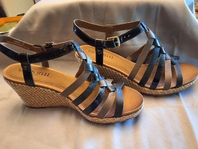 Босоножки Cobb Hill от New Balance на танкетке на платформе черные и серые кожаные женские 10 Вт - Изображение 1 из 4