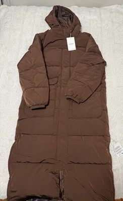 Topshop Longline Techy Puffer Chaqueta en Chocolate Foto 1 de 4