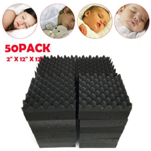 50* Soundproofing Acoustic Foam Egg Crate Tiles Studio Foam Sound Wedges 2X12X12 - Picture 1 of 10