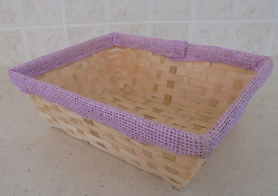 TRE CESTINI RETTANGOLARE CON BORDO COLORATO - LILLA - Immagine 1 di 1