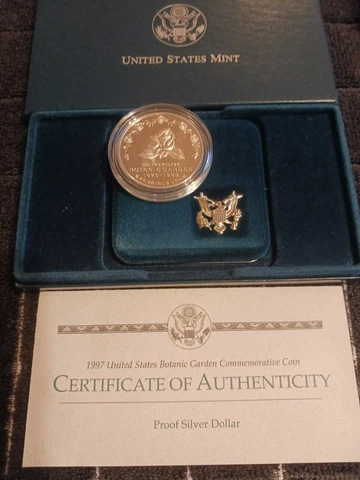 1997-P Botanical Gardens Silver Dollar, Commemorative Proof, OGP/COA. [#40] Cover