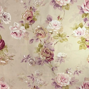 Furnishing Curtain Fabric Cotton/Linen Plum Floral Bone 65 Wide x 55cm - Picture 1 of 6
