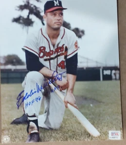 Braves star Eddie Mathews autographed 8x10 photo picture 500 Home Run Club PSA - Picture 1 of 2