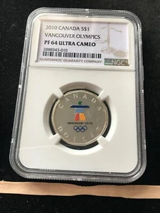 2010 Canada; Vancouver Olympics  ( .208 Tr oz) .925  $1 *NGC*PF-64 UC #20 - Bild 1 von 6
