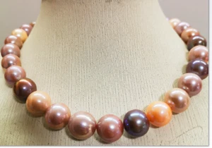 Huge 18"11-12mm natural south sea genuine gold pink purple multic pearl necklace - Picture 1 of 5
