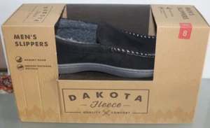 Dakota Fleece Men Slippers Black Faux Suede Fleece Lined Slip On Comfort Shoe 8 - Picture 1 of 7