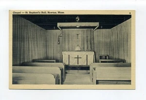 Newton MA Leinen Postkarte Kapelle St. Raffael's Hall, für blinde Frauen, 770 Centre St - Bild 1 von 2